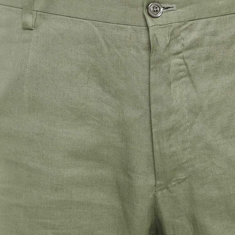 Pre Owned Dolce & Gabbana Sage Green Linen Trousers XXL