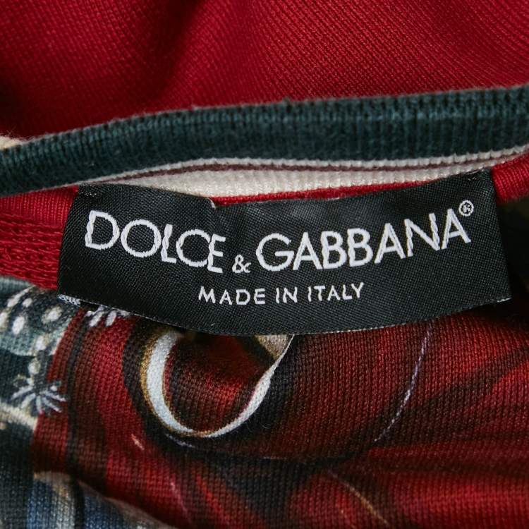Pre Owned Dolce & Gabbana Multicolor Graphic Printed Cotton Knit Crew Neck Pullover S