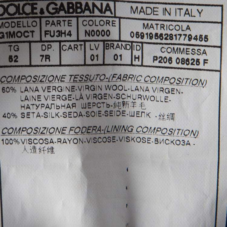 Pre Owned Dolce & Gabbana Black Wool Silk Tailored Martini Blazer XL