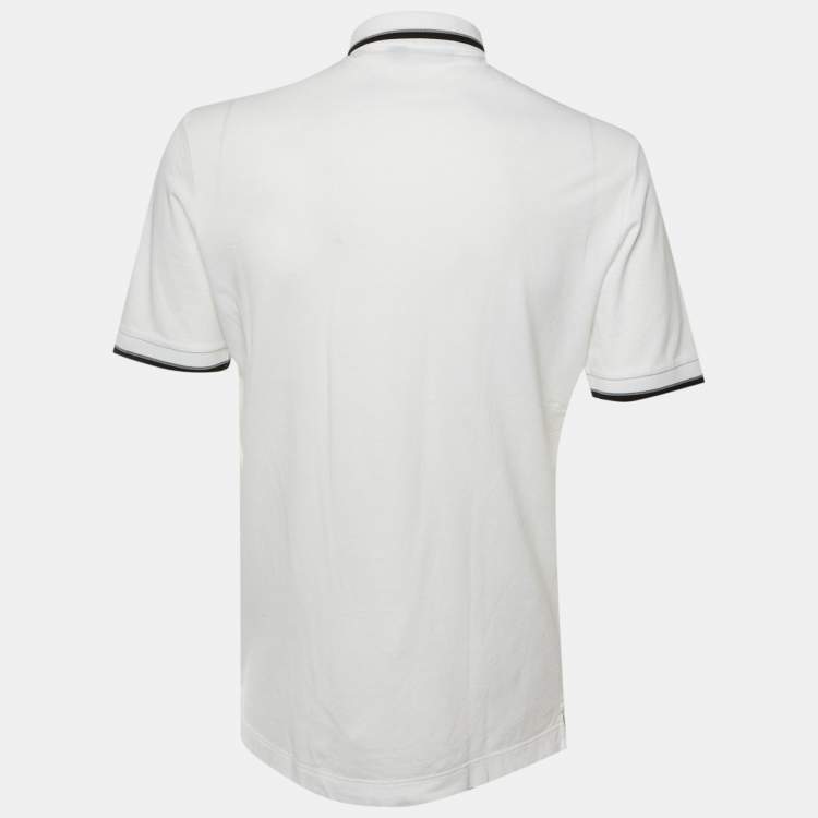 مملوكة مسبقًا Dolce & Gabbana White Cotton Crown Embroidered Polo T-Shirt L