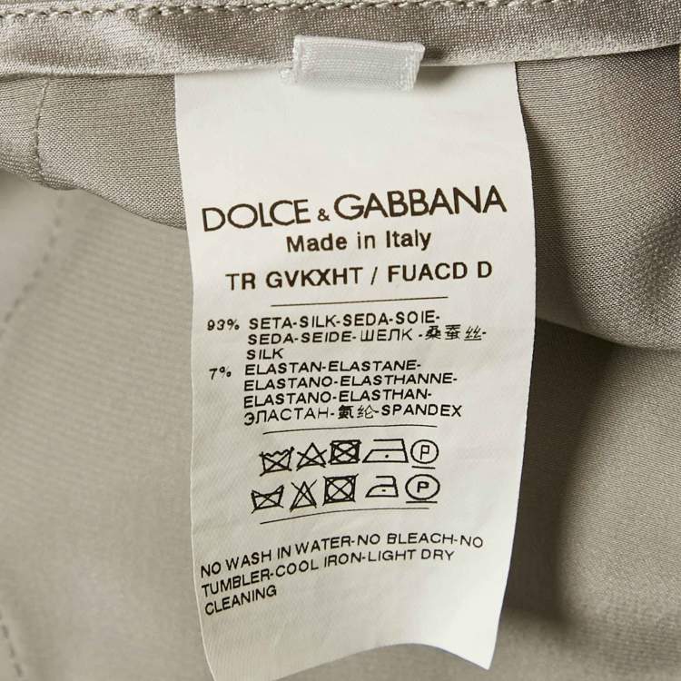 Pre Owned Dolce & Gabbana Grey Satin Wide-Leg Trousers L