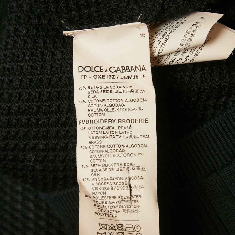 Pre Owned Dolce & Gabbana Black Knit Applique Detail Oversized T-Shirt S