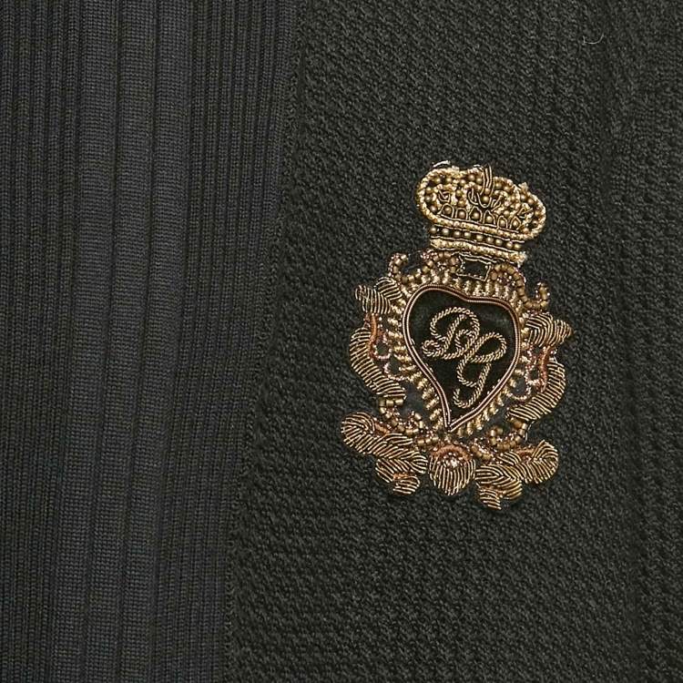 Pre Owned Dolce & Gabbana Black Knit Applique Detail Oversized T-Shirt S