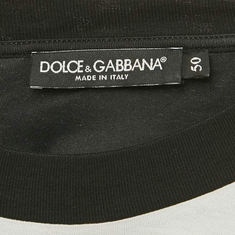 Pre Owned Dolce & Gabbana Blue Card Print Jersey T-Shirt L