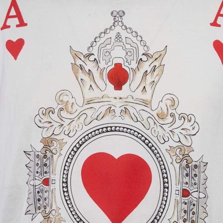 Pre Owned Dolce & Gabbana Blue Card Print Jersey T-Shirt L