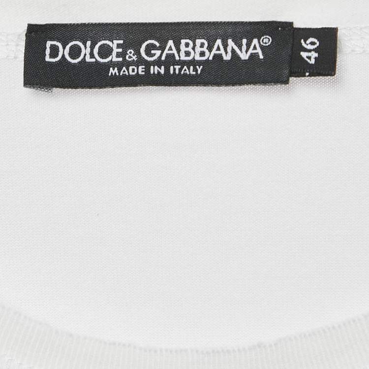 Pre Owned Dolce & Gabbana White Printed Jersey T-Shirt S