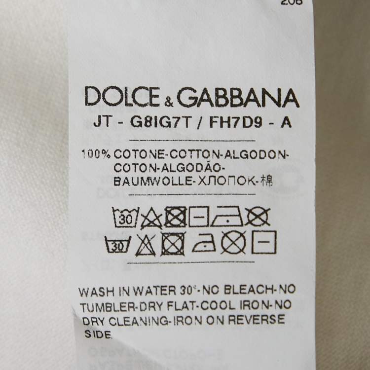 Pre Owned Dolce & Gabbana White Printed Jersey T-Shirt S