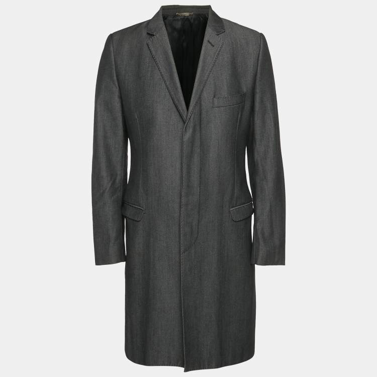 Pre Owned Dolce & Gabbana Black Denim Long Coat L