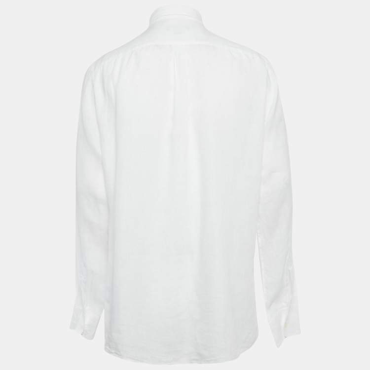 Pre Owned Dolce & Gabbana Martini White Linen Regular Fit Shirt XL
