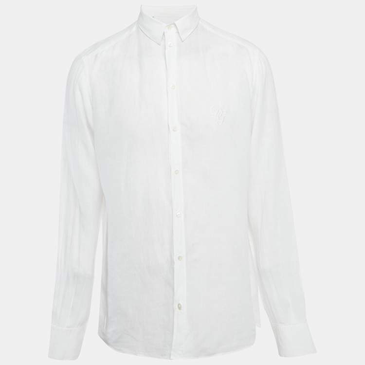 Pre Owned Dolce & Gabbana Martini White Linen Regular Fit Shirt XL