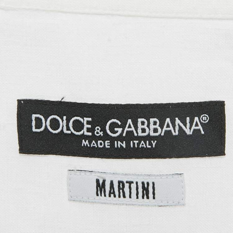 Pre Owned Dolce & Gabbana Martini White Linen Regular Fit Shirt XL