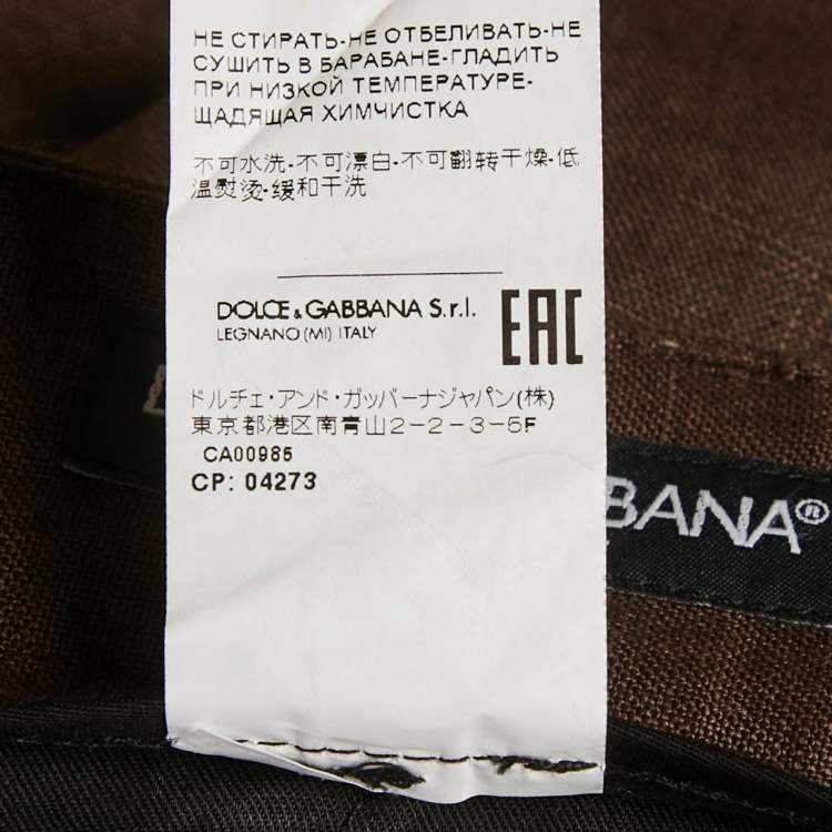 Pre Owned Dolce & Gabbana Brown Linen Pleated Trousers M