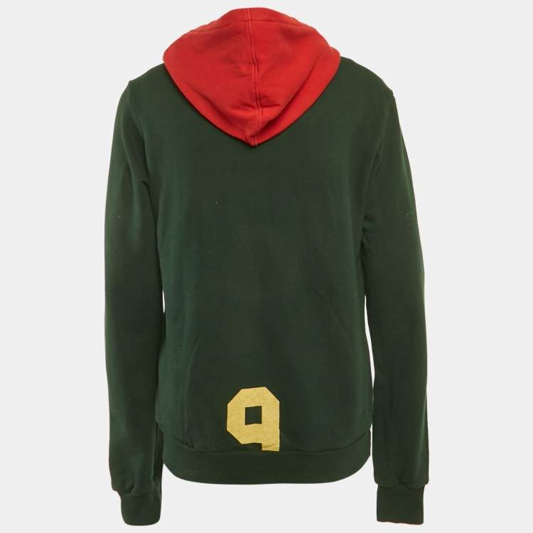 مملوكة مسبقًا Dolce & Gabbana Green Printed Cotton Distressed Hoodie L