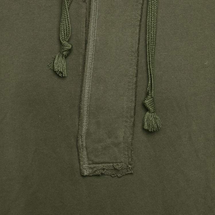 Pre Owned Dolce & Gabbana Green Cotton Knit Distressed Hoodie S