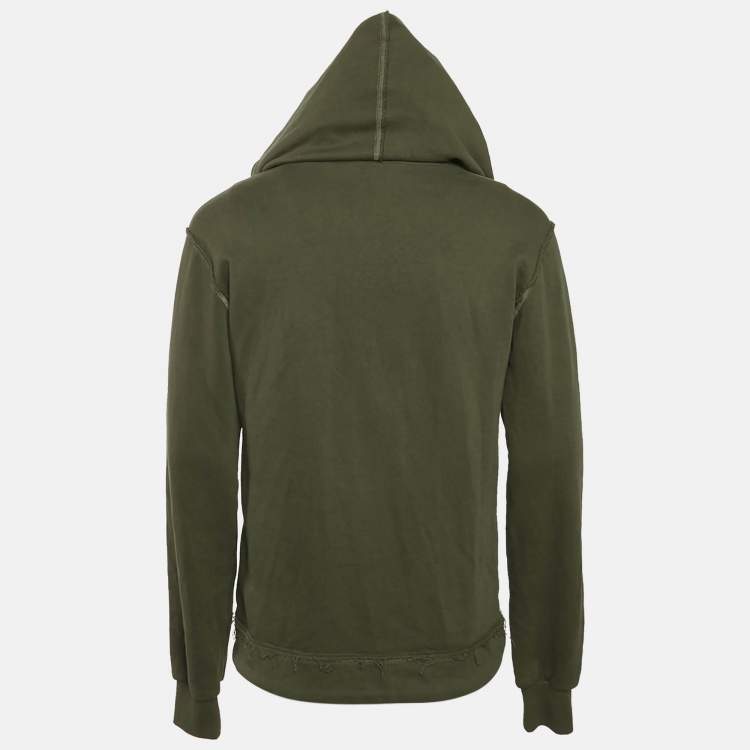 Pre Owned Dolce & Gabbana Green Cotton Knit Distressed Hoodie S