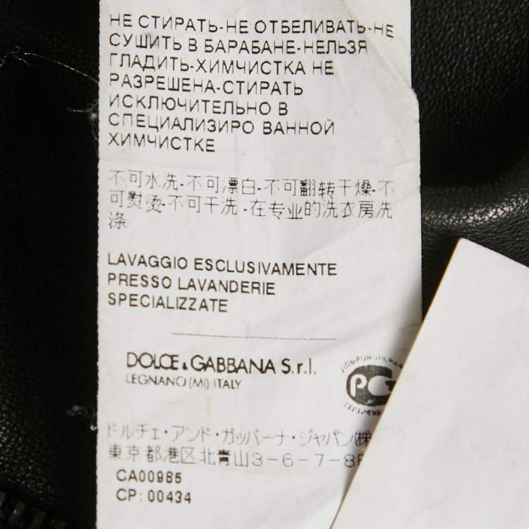 Pre Owned Dolce & Gabbana Black Leather Hooded Zip Up Bomber Jacket XL