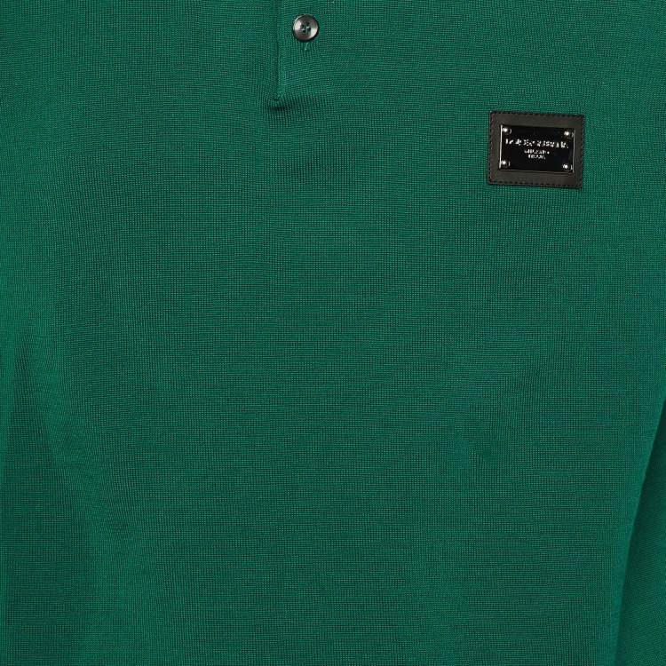 Pre Owned Dolce & Gabbana Green Wool Knit Polo T-Shirt L