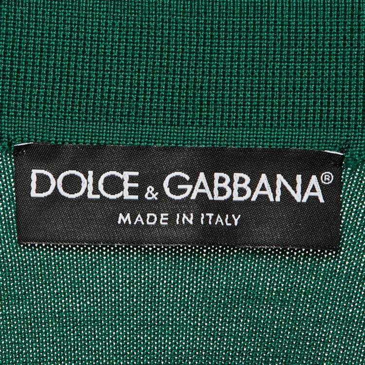 Pre Owned Dolce & Gabbana Green Wool Knit Polo T-Shirt L