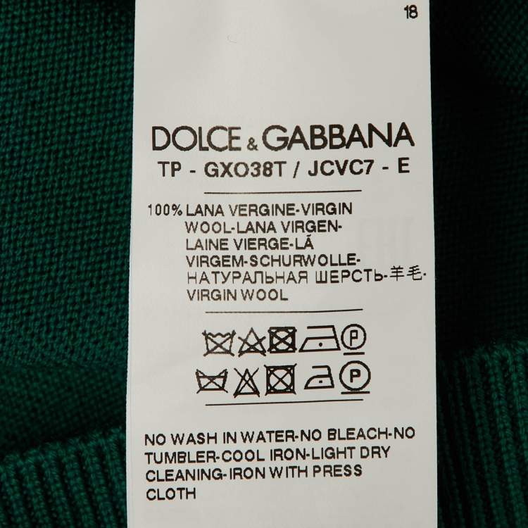 Pre Owned Dolce & Gabbana Green Wool Knit Polo T-Shirt L