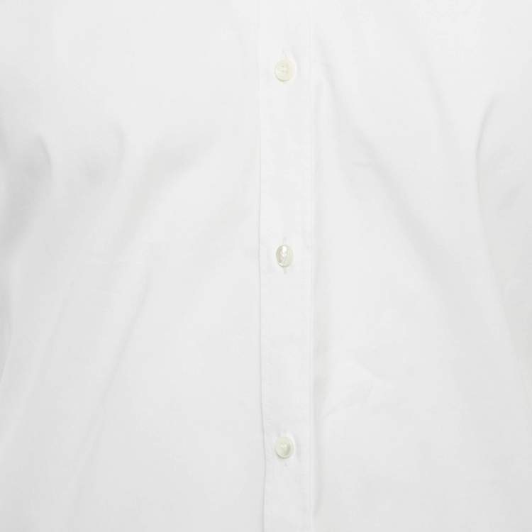 Pre Owned Dolce & Gabbana Gold White Cotton Regular Fit Shirt M