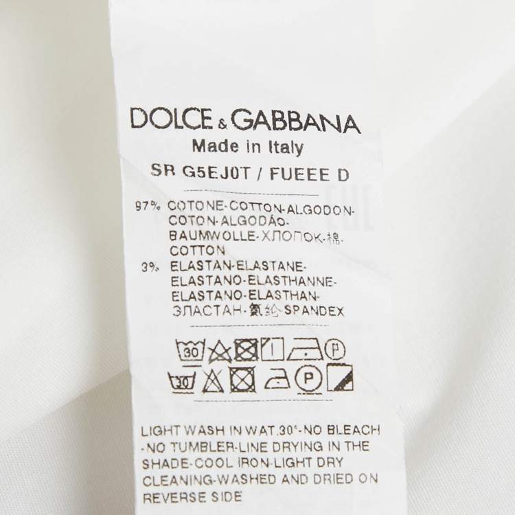 Pre Owned Dolce & Gabbana Gold White Cotton Regular Fit Shirt M