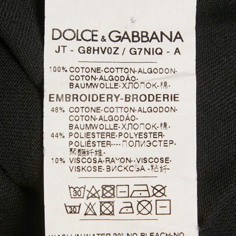 Pre Owned Dolce & Gabbana Black Jersey DG Family Applique T-Shirt L