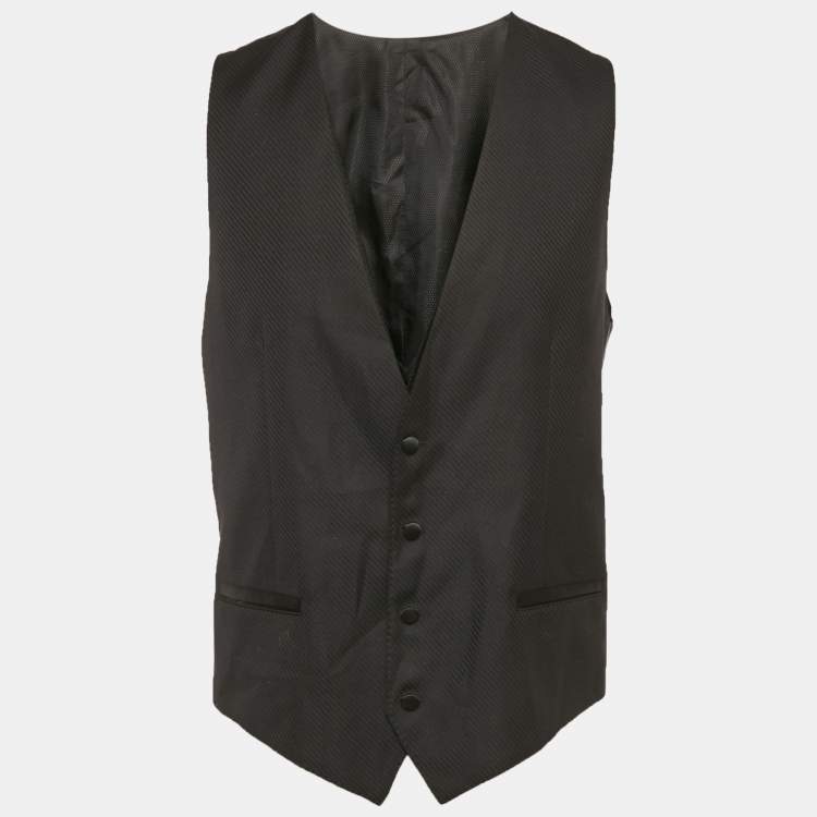 Pre Owned Dolce & Gabbana Black Patterned Wool Waistcoat XL