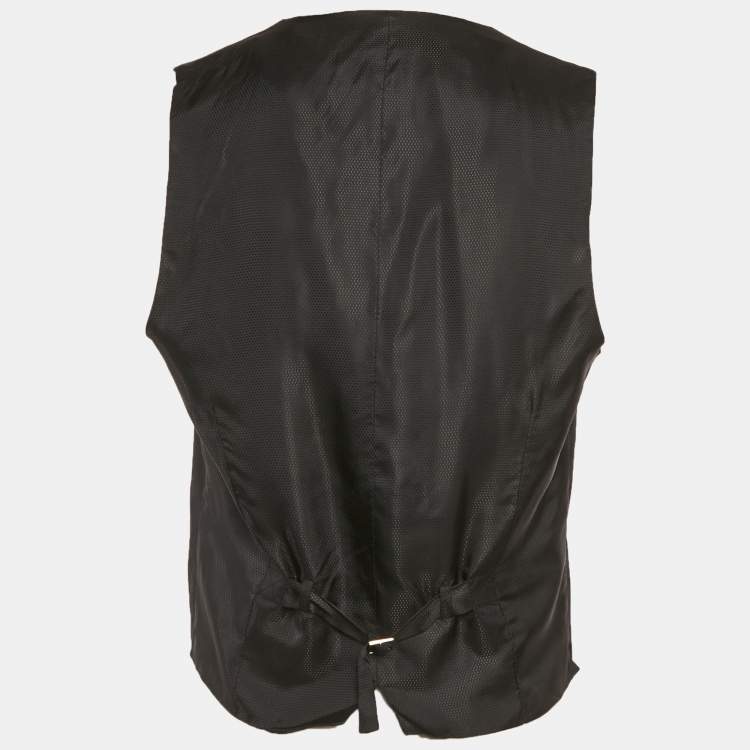 Pre Owned Dolce & Gabbana Black Patterned Wool Waistcoat XL