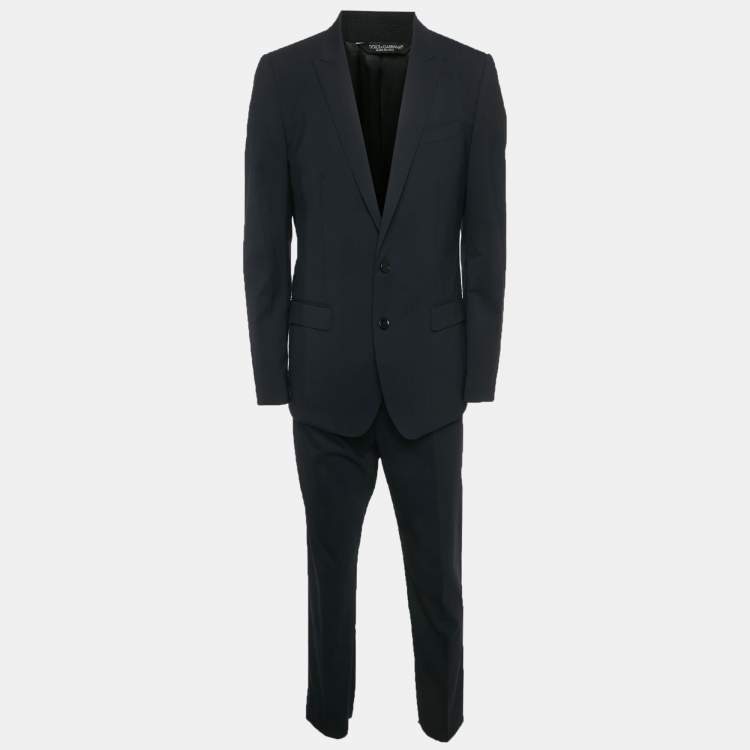 Pre Owned Dolce & Gabbana Navy Blue Wool Martini Suit L