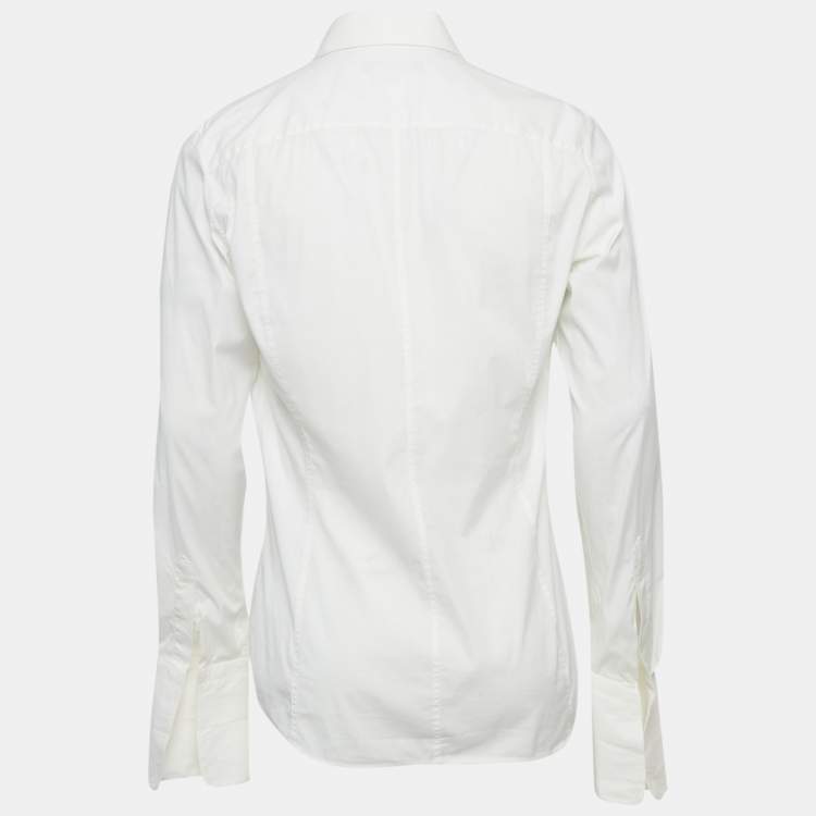 Pre Owned Dolce & Gabbana White Logo Print Cotton Long Sleeve Shirt L
