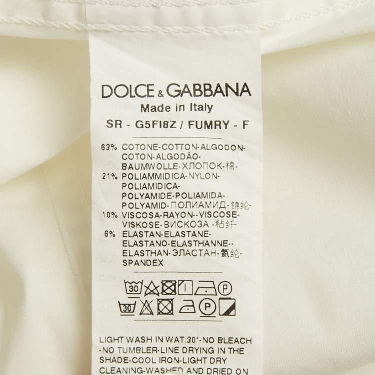 Pre Owned Dolce & Gabbana White Logo Print Cotton Long Sleeve Shirt L