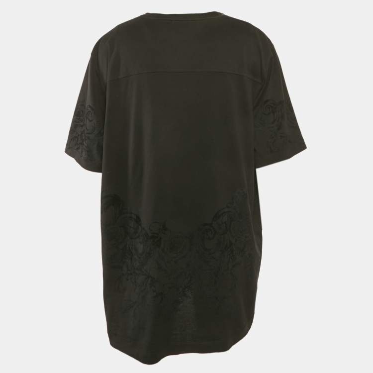 مملوكة مسبقًا Dolce & Gabbana Black Velvet Print Cotton Knit T-Shirt 4XL