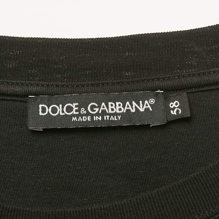 مملوكة مسبقًا Dolce & Gabbana Black Velvet Print Cotton Knit T-Shirt 4XL