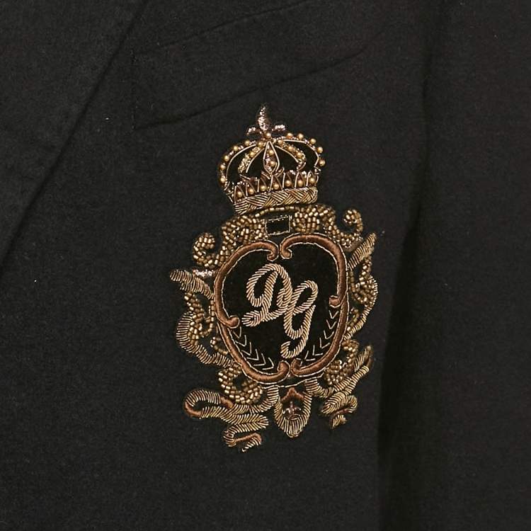 Pre Owned Dolce & Gabbana Black Felt Pocket Detail Taormina Blazer XXXL