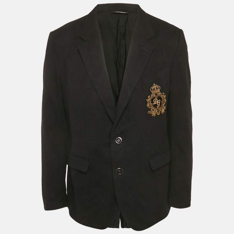 Pre Owned Dolce & Gabbana Black Felt Pocket Detail Taormina Blazer XXXL