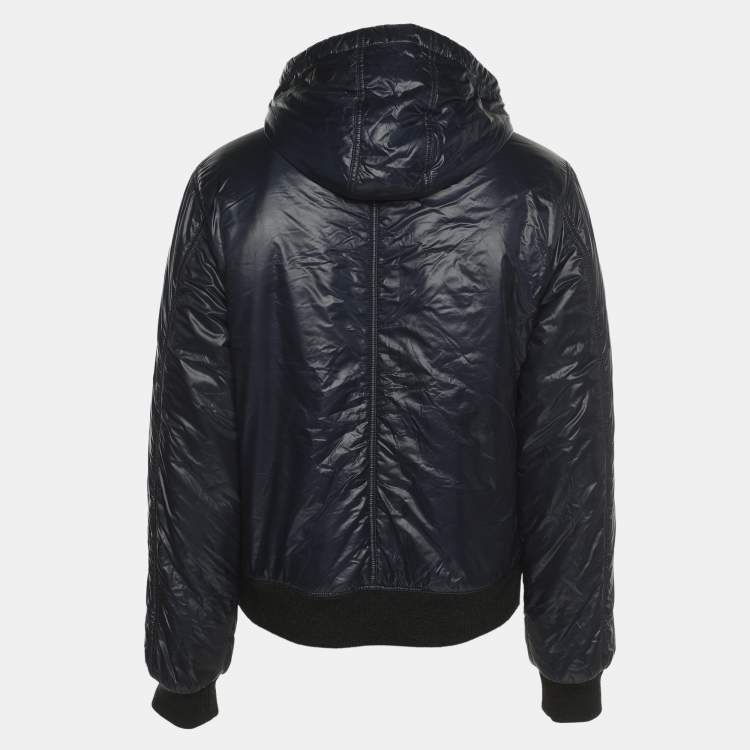 Pre Owned Dolce & Gabbana Navy Blue Nylon Hoodie Bomber Jacket XL