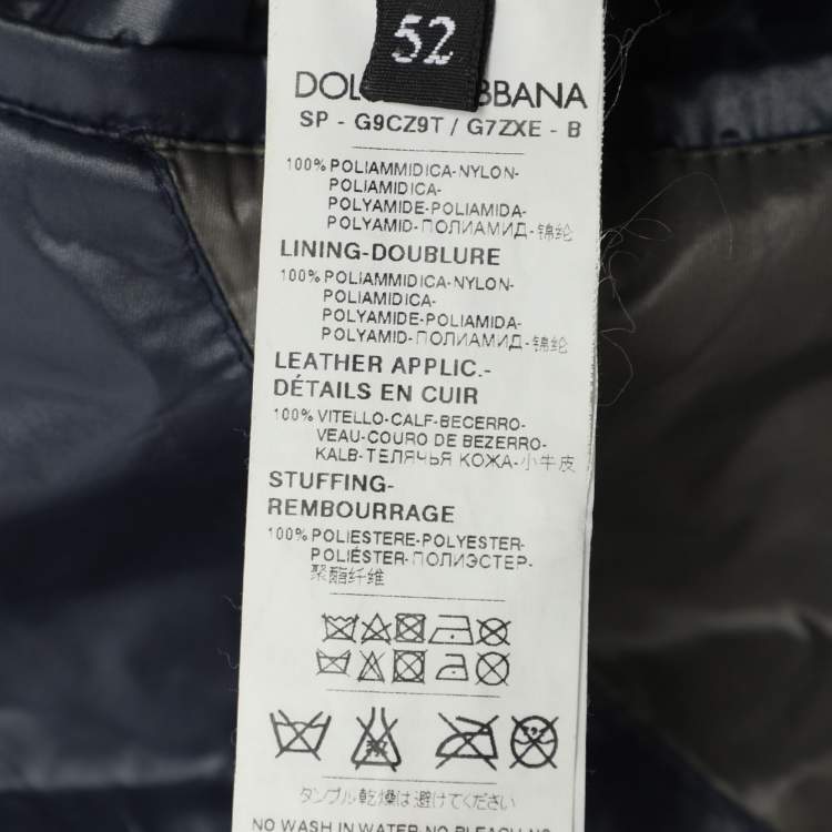 Pre Owned Dolce & Gabbana Navy Blue Nylon Hoodie Bomber Jacket XL