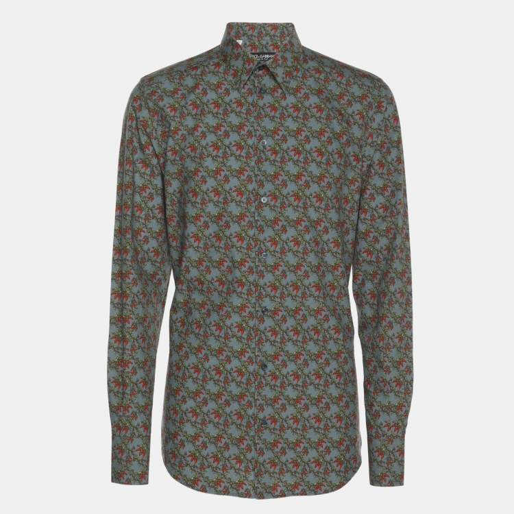 Pre Owned Dolce & Gabbana Multicolor Floral Print Cotton Long Sleeve Shirt M