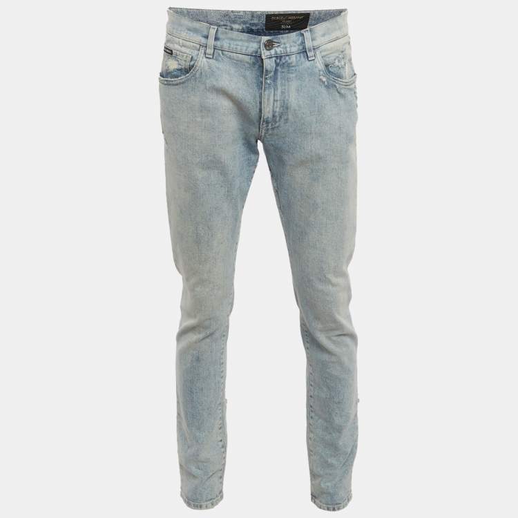 Pre Owned Dolce & Gabbana Blue Denim Slim Fit Jeans M/Waist 33"