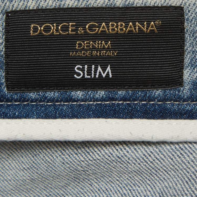 Pre Owned Dolce & Gabbana Blue Denim Slim Fit Jeans M/Waist 33"