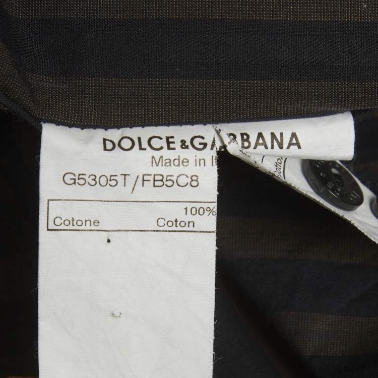 Pre Owned Dolce & Gabbana Brown Striped Cotton Tailored Fit Shirt L