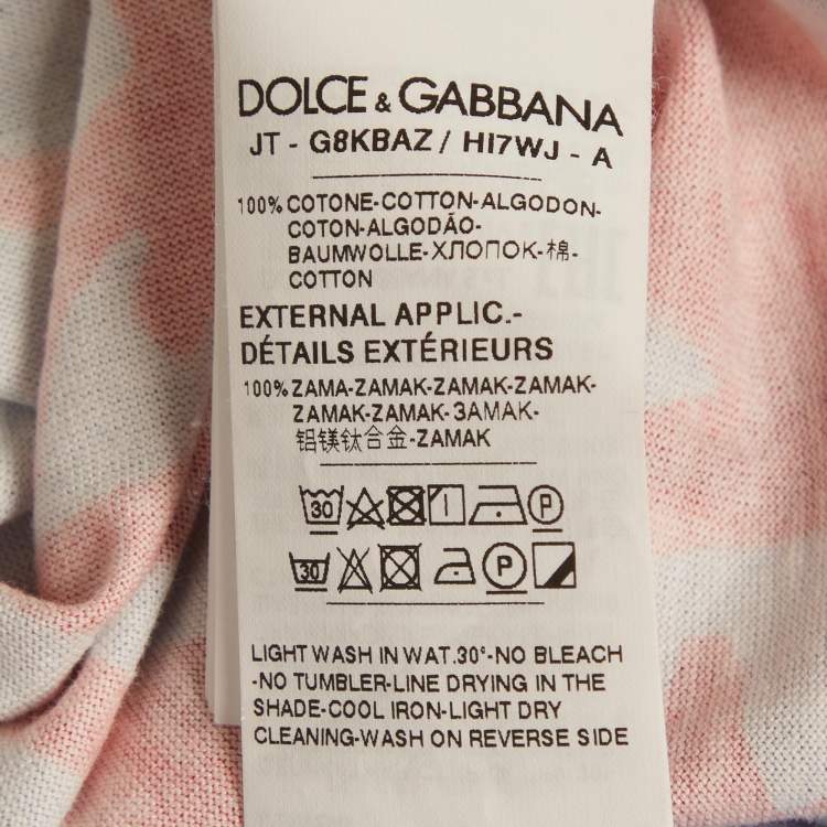 Pre Owned Dolce & Gabbana Blue Coral Print Jersey Crew Neck T-Shirt L