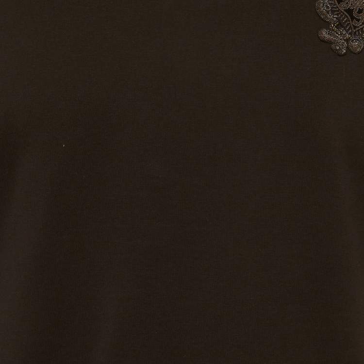 Pre Owned Dolce & Gabbana Black Embroidered Jersey T-Shirt M