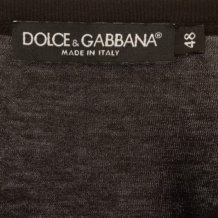 Pre Owned Dolce & Gabbana Black Embroidered Jersey T-Shirt M