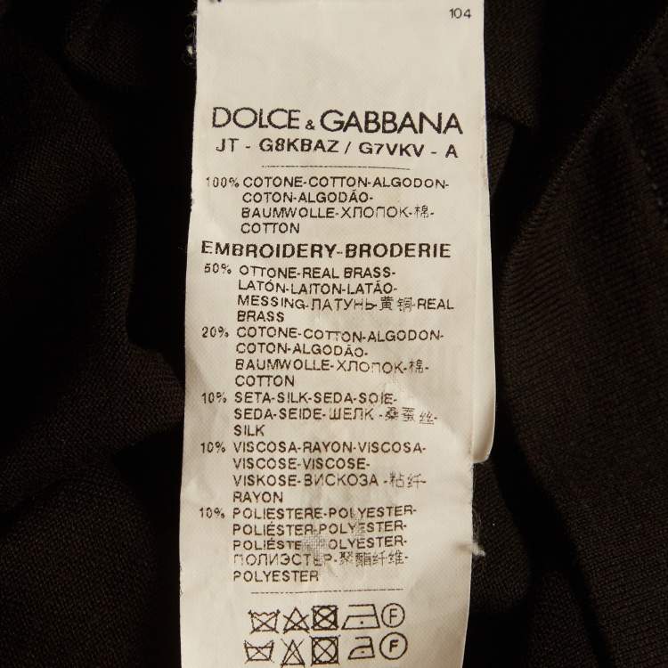Pre Owned Dolce & Gabbana Black Embroidered Jersey T-Shirt M