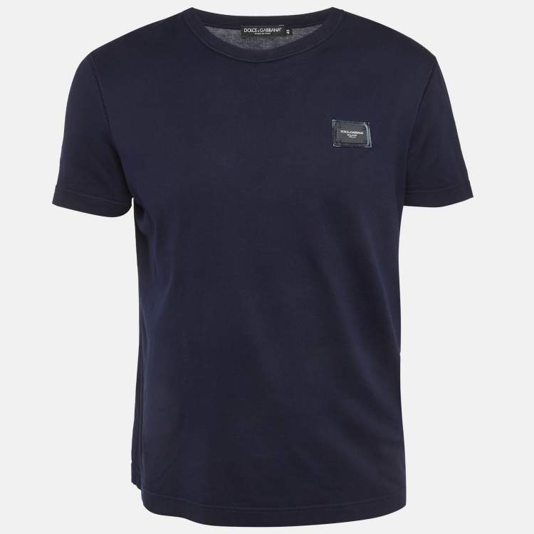 Pre Owned Dolce & Gabbana Blue Jersey Crewneck T-Shirt M
