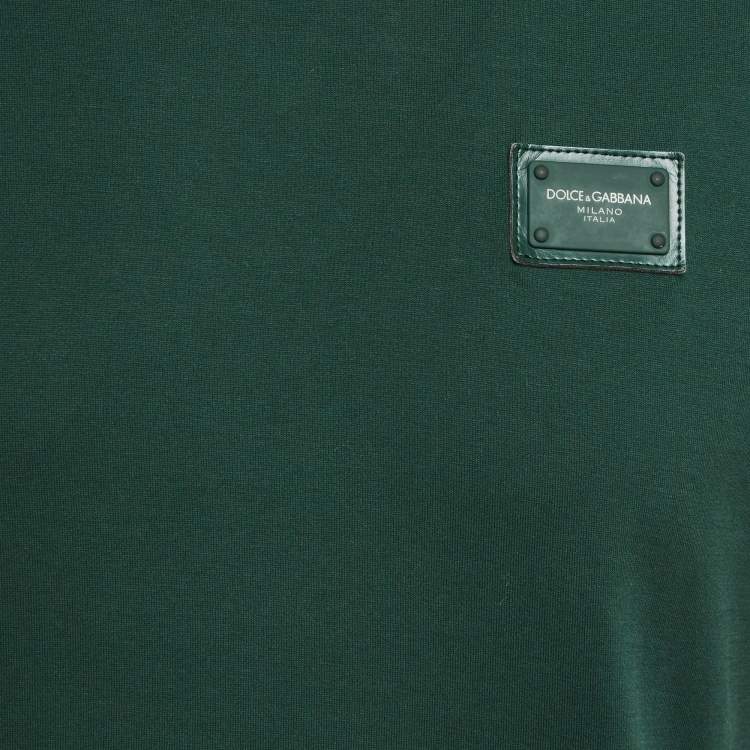 Pre Owned Dolce & Gabbana Green Logo Plaque Jersey T-Shirt M