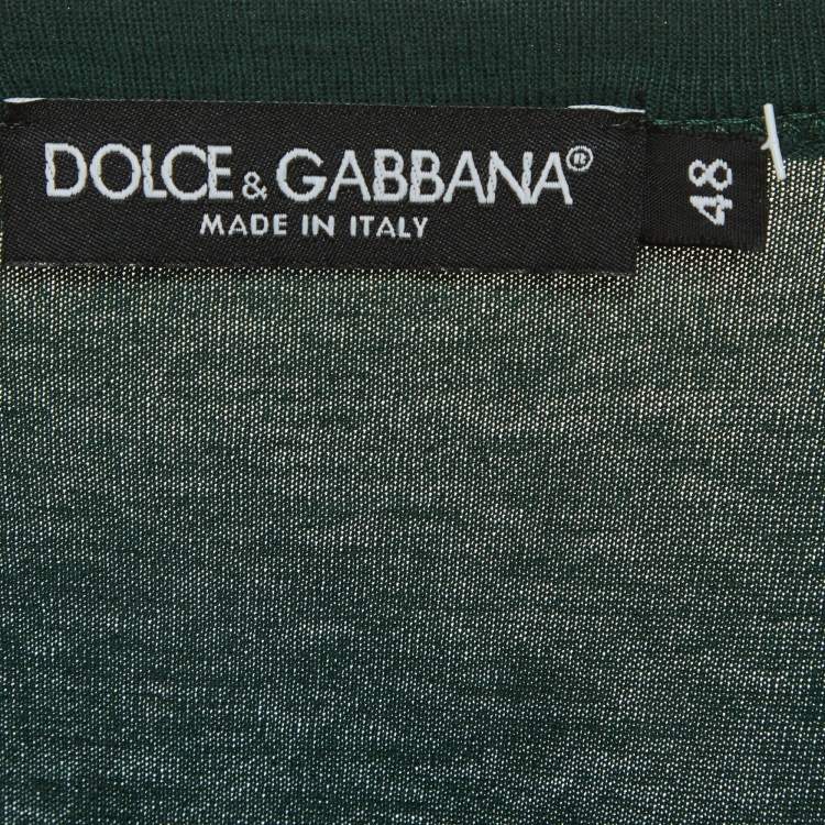 Pre Owned Dolce & Gabbana Green Logo Plaque Jersey T-Shirt M