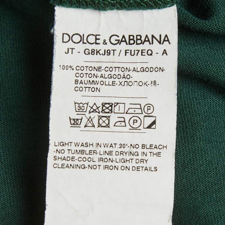 Pre Owned Dolce & Gabbana Green Logo Plaque Jersey T-Shirt M