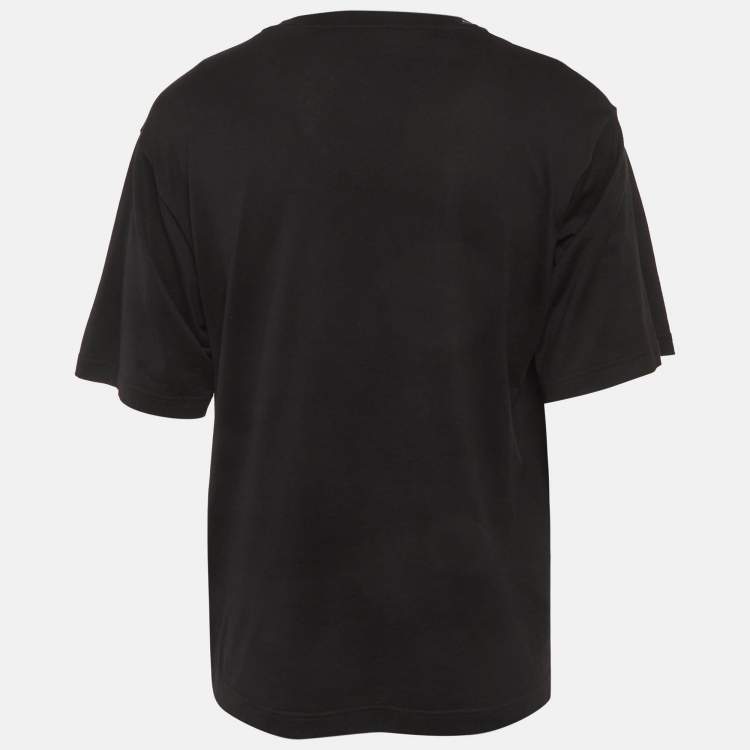 Pre Owned Dolce & Gabbana Black Jersey DG Detail T-Shirt M